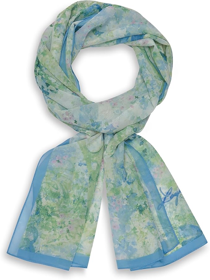 KARL LAGERFELD Paris Women's Water Color Carden Lightweight Scarf, Sky Blue, One Size