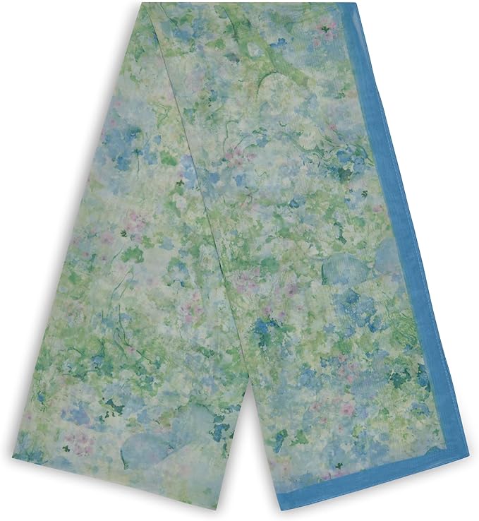 KARL LAGERFELD Paris Women's Water Color Carden Lightweight Scarf, Sky Blue, One Size2